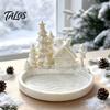 Christmas Jewelry Tray Winter Village Tray, 3D Printed Snow House Pine Tree Decorative Dish, Wonderland Desk Decor Mini Desktop Organizer for Key Ring