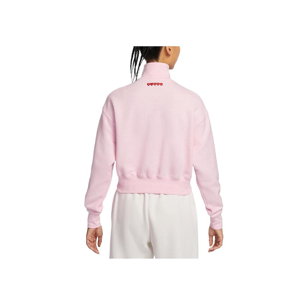 Nike Sportswear Phoenix Fleece Comfortable Sports Short Half-Zip Long Sleeve Sweatshirt Women sweatshirt Foam-Pink HV8731663