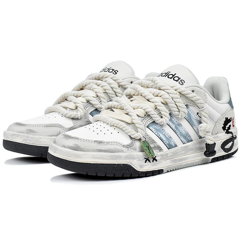 Adidas Neo Entrap Slip Resistant Abrasion Resistant Low top Skateboard Shoes Unisex White Cyan JI2546(Team1676-)