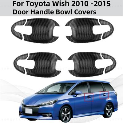 Gloss Carbon Car Accessories Chrome Door Handle Bowl Covers Trim Paste Style For Toyota 2010 2011 2012 2013 2014 2015