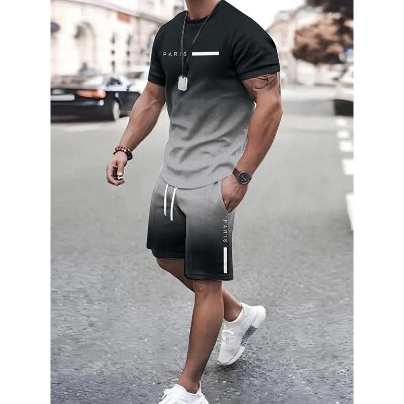 Simple Marble 3D Print Summer Casual Men's Crewneck Top And Shorts Urban Street Fashion Men's Suit Everyday Casual Comfort