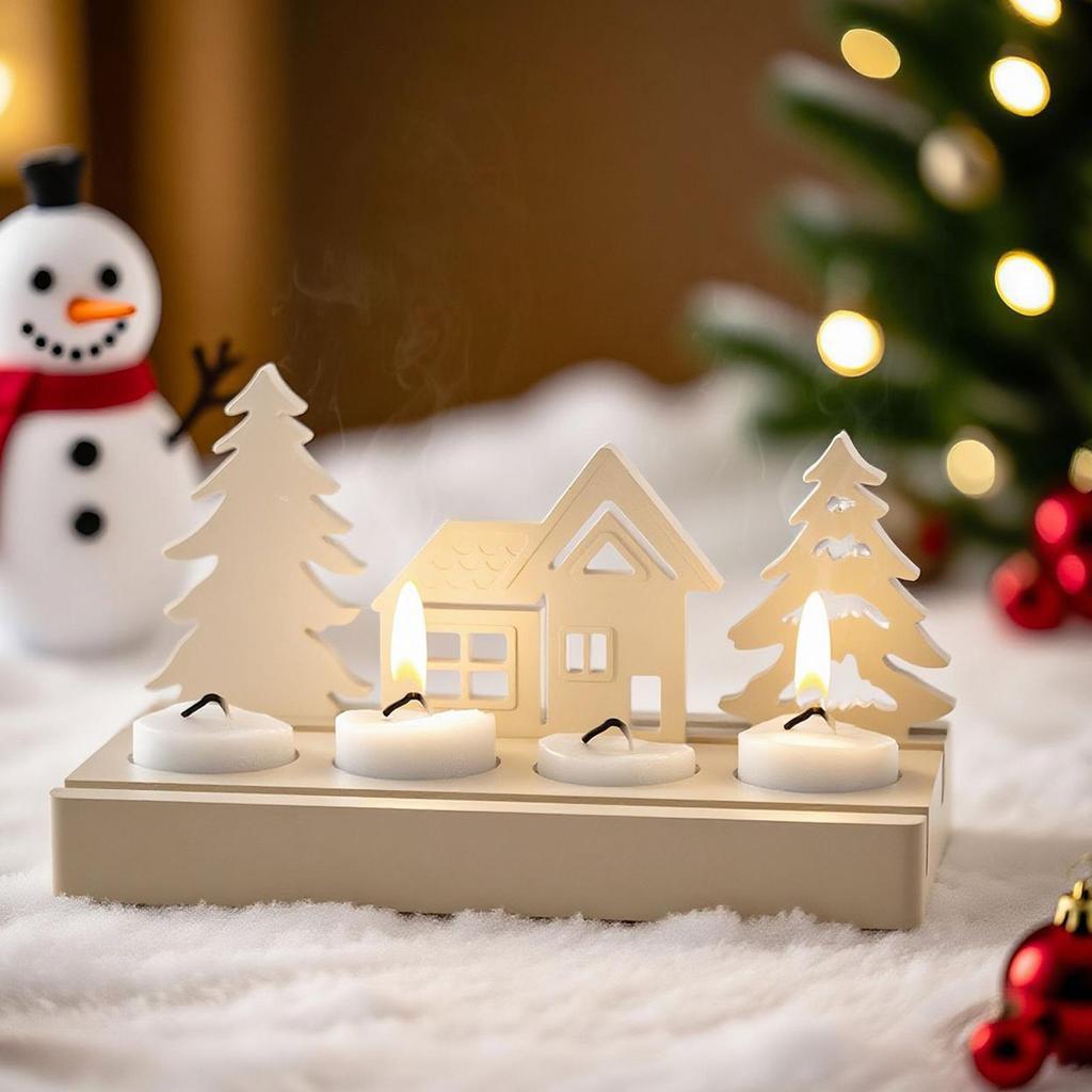 Candle Holder Mold Christmas Tree House Plaster Mould Silicone Easy Release Craft Mold Casting Tool For Epoxy Resin Plaster