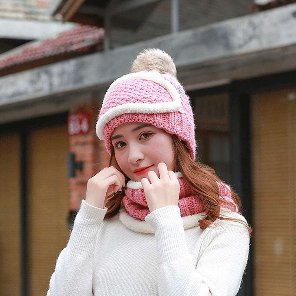 3 In 1 Beanie Hat With Scarf And Mask, Women Warm Fleece
