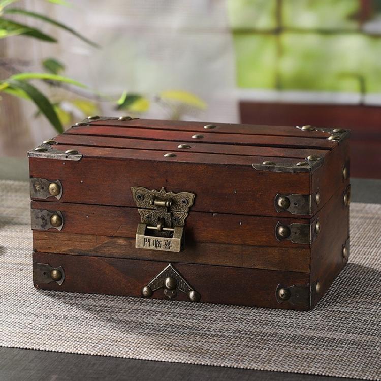 Multipurpose Decorative Jewelry Box With Compartment Dividers Safe Key Lock Wood Storage Cabinet