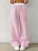 2024 Jesień Damskie Pasykowane Spodnie Casualowe z Szerokimi Nogawkami Długie do Podłogi