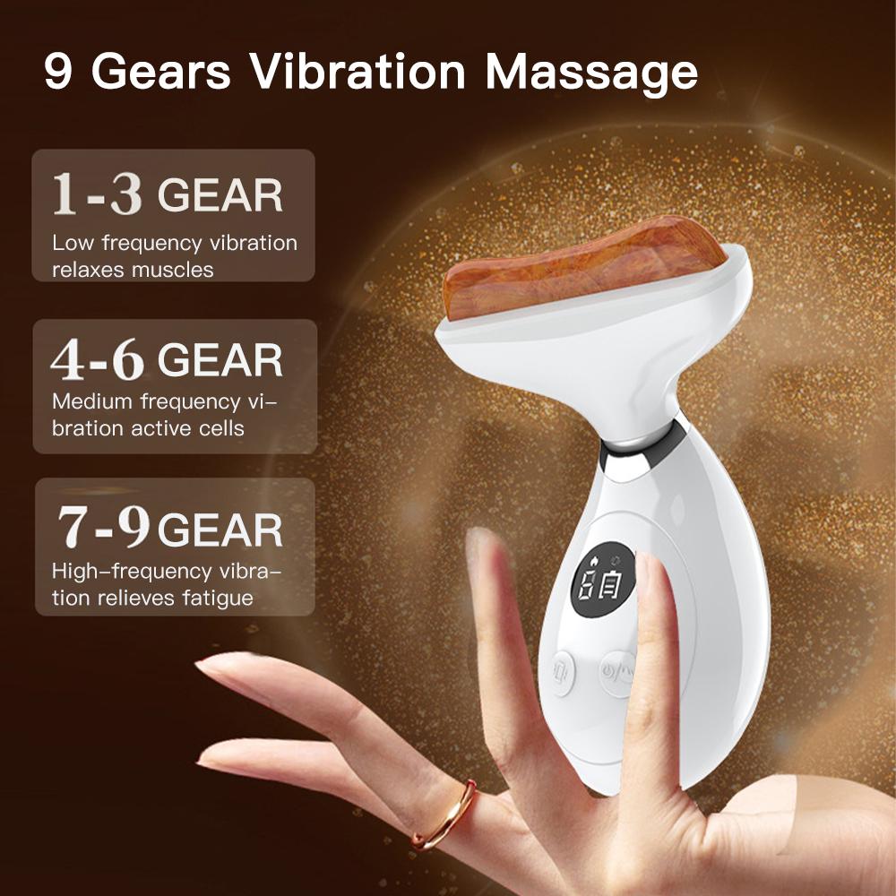 Hot Stone Face Massager Electric Vibration Facial Guasha Board Bianstone Scraping V Face Lifting Rejuvenation Redlight Therapy