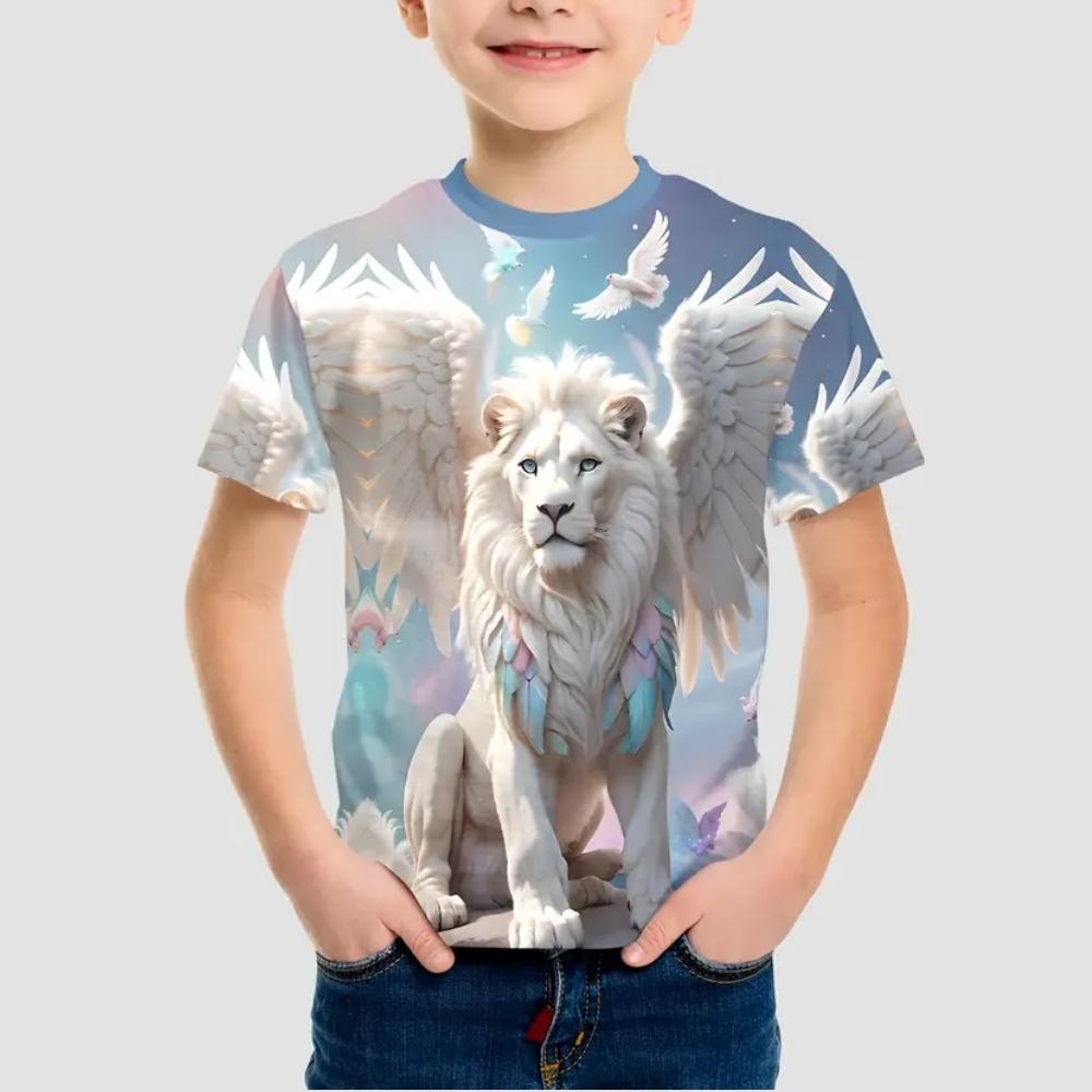 Kids Clothes Cheerful Puppy 3D Print Graphic T Shirts Summer Outdoor Play Crew Neck Short Sleeves Children's Boy's Clothing