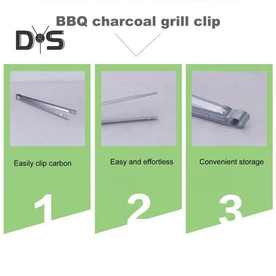 Barbecue Charcoal Tong Ergonomic Design Heat Resistant Multipurpose Metal Handle Grill Food Clip Cooking Tool