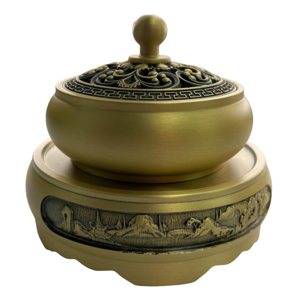 2ndOP Incense Burner, Buddhist Altar Accessories, Incense Ceremony, Mosquito Repellent, Aromatherapy, with Lid, Base, Incense Burner Stand,