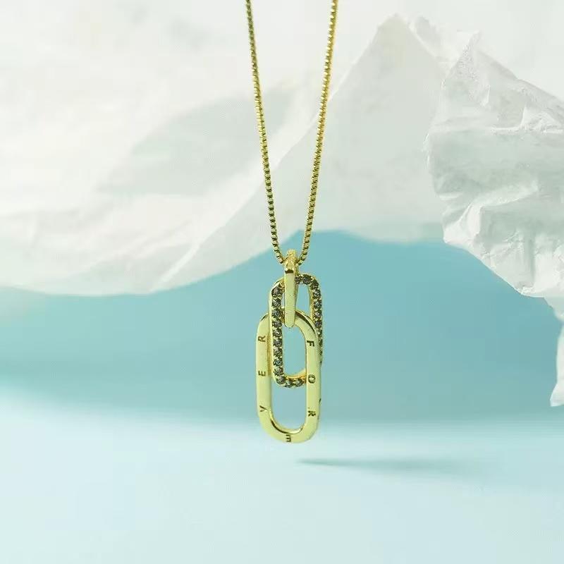 New 925 Silver Necklace Personality Charm Simple Style Geometric Shape Pendant Choker for Women's Exquisite Jewelry