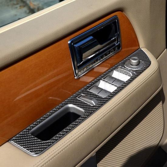 Carbon Fiber Interior Door Control Cover Trim For Lincoln Navigator 2007-2014