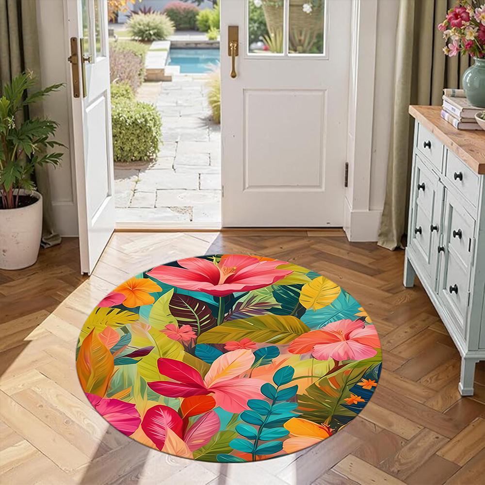 Flower Round Carpet Suitable for Study room Bedrooms Foyer Balcony Anti-slip Round Rug Office home decor Perfect Gift for Valentine’s Wedding Birthday