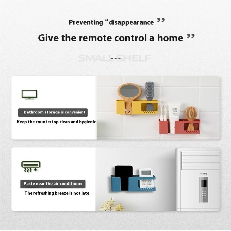 1Pc Wall-Mounted Non-Punching Remote Control Storage Box Rack Tv Mobile Phone Rack