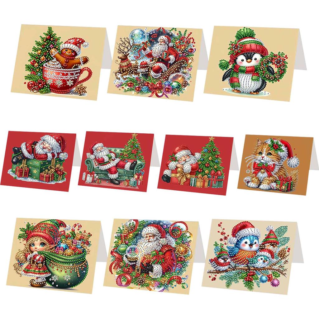 6/10/12 PCS DIY Diamond Painting Greeting Card Set Xmas Designs Diamond Art Greeting Cards Thank You Cards and Holiday Blessings