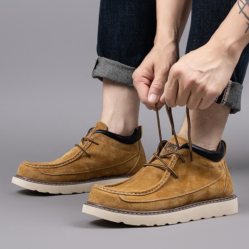 Top layer pigskin extra large size Martin boots men's spring and autumn British medium top short boots men's boots high top shoes trendy tooling boots