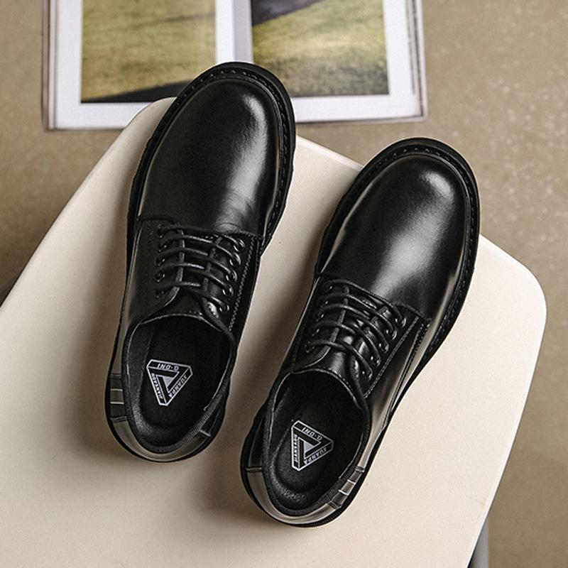 Men Fashion Casual Business Platform Derby Shoes Male Genuine Leather Loafers Slip On Wedding Shoes Harajuku Streetwear