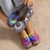 Plus Size Women's Flats Colorful Round-Toe Ethnic-Style Low-Cut Shoes Graffiti-Print Casual Versatile Shoes