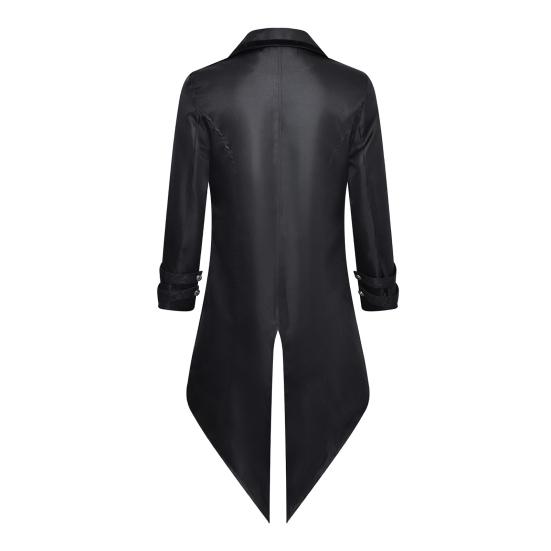 Men Tuxedo Gothic Style Slim Fit Tuxedo Jacket Lapel Long-Sleeved Suit Coat Retro Design Punk Mid-length Overcoat