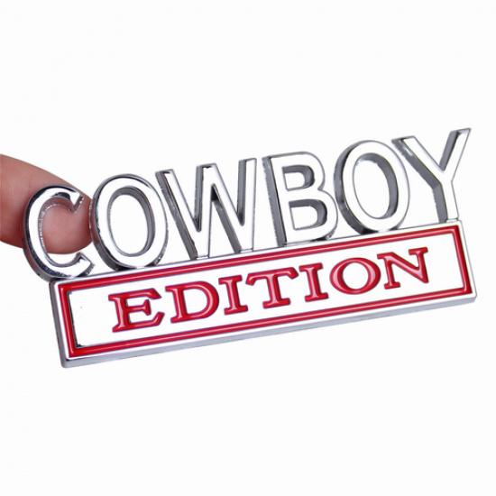 1X Cowboy Edition Emblems 3D Badges Decal for Universal Car Truck SUV Chrome Red