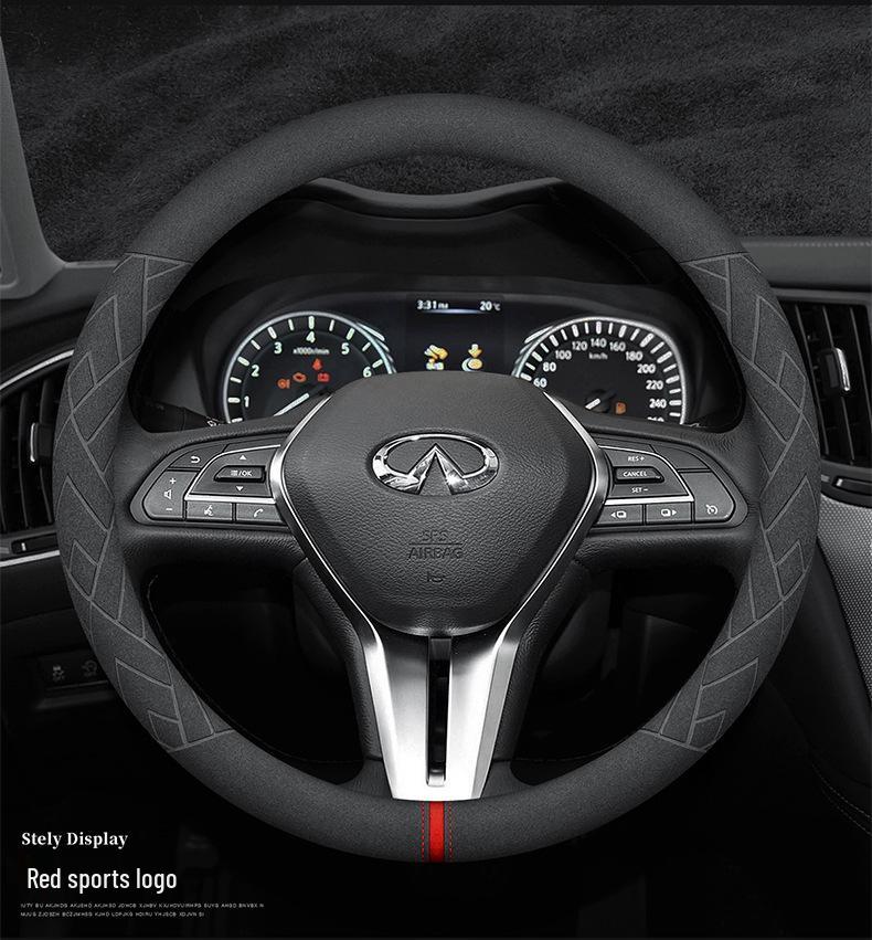 Suede Leather Steering Wheel Cover for Infiniti QX50, QX60, Q80, Q70L, Q50L, FX3