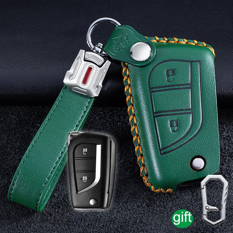 Leather Shell Key Fob Case Cover For Toyota Auris Corolla Reiz Avensis Verso Yaris Aygo Rav4 Scion TC IM 2015 2016 Keychain Bag