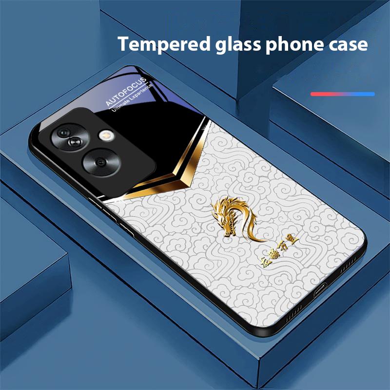 

V-образный чехол для телефона из закаленного стекла черного цвета для Oppo A79 5G 58 78 74 60 4G Reno 11F Realme GT 6 11 Note 50 10 C55 X2 For Reno 11 Pro 5G