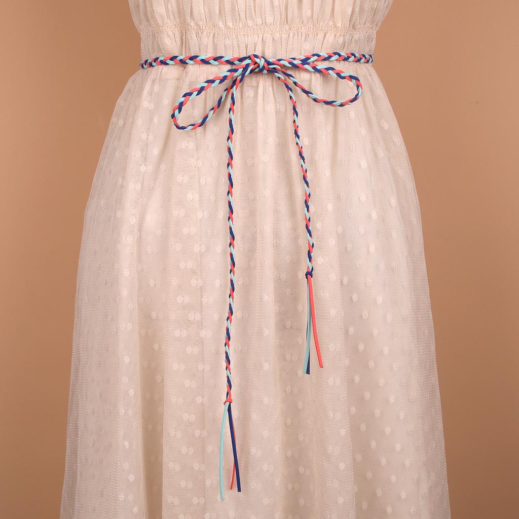 Korean Version of Summer New Color Woven Thin Belt for Women Casual Skirt Decorative Waist Rope