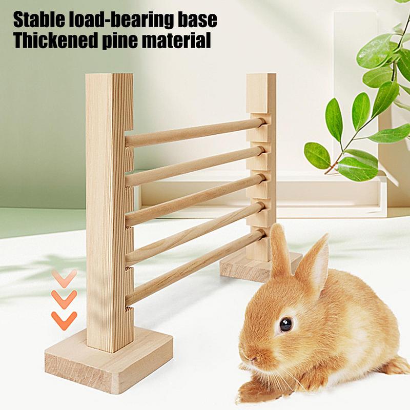 Bunny Exercise Obstacle Wooden Training Hurdle Adjustable Height Training Games Small Animal Toy For Pet Habitat Cage Enrichment