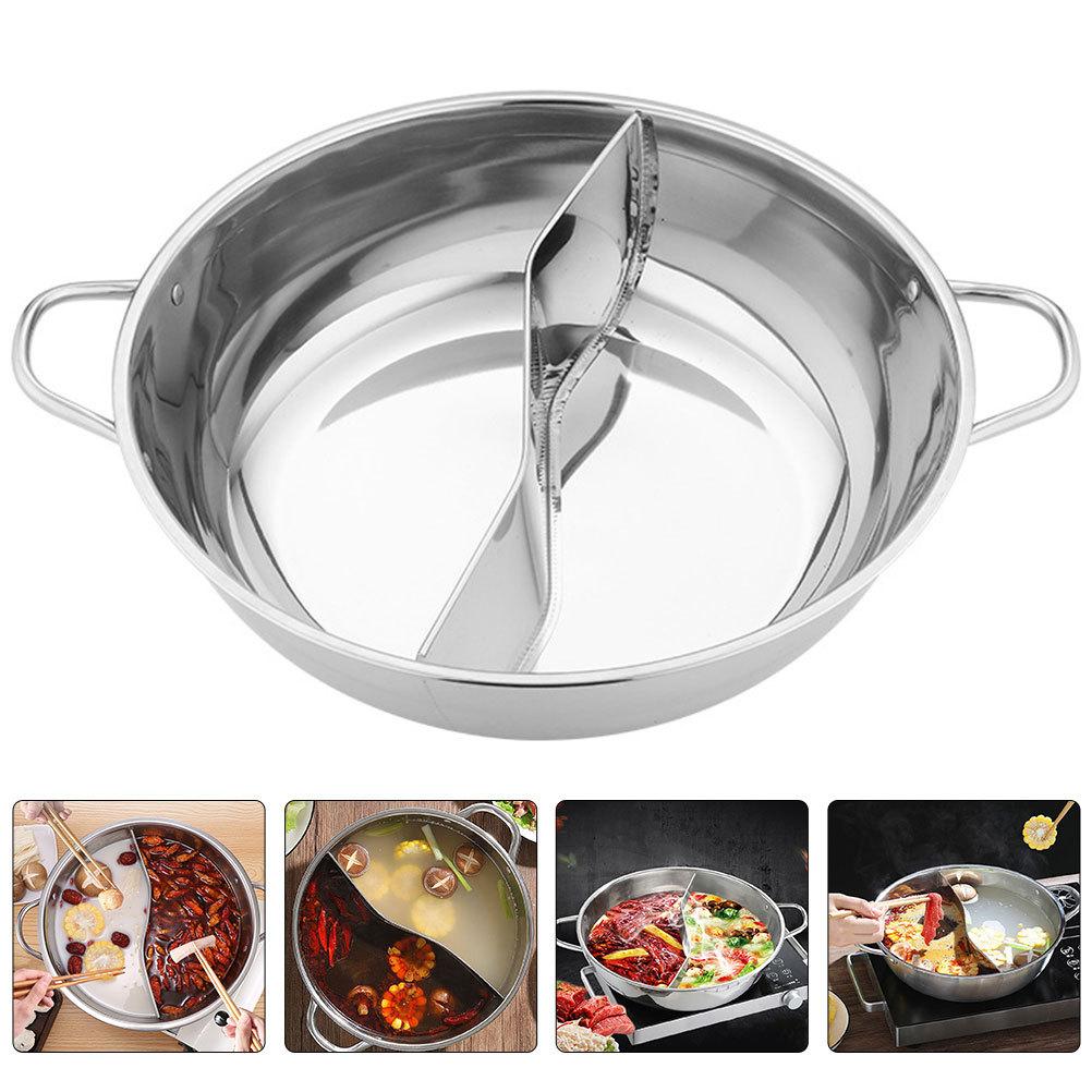 Stainless Steel Divided Hotpot Pot Double Handle Thickened Hot Pot Cooker Suitable Gas Induction Electric Stove