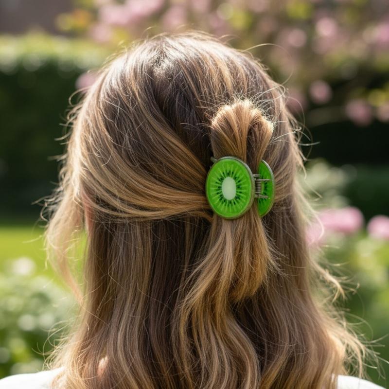 Slip proof Hair Clips Acrylic  Half Up Hair Accessories With Fruit Theme For Sports Travel Daily Use