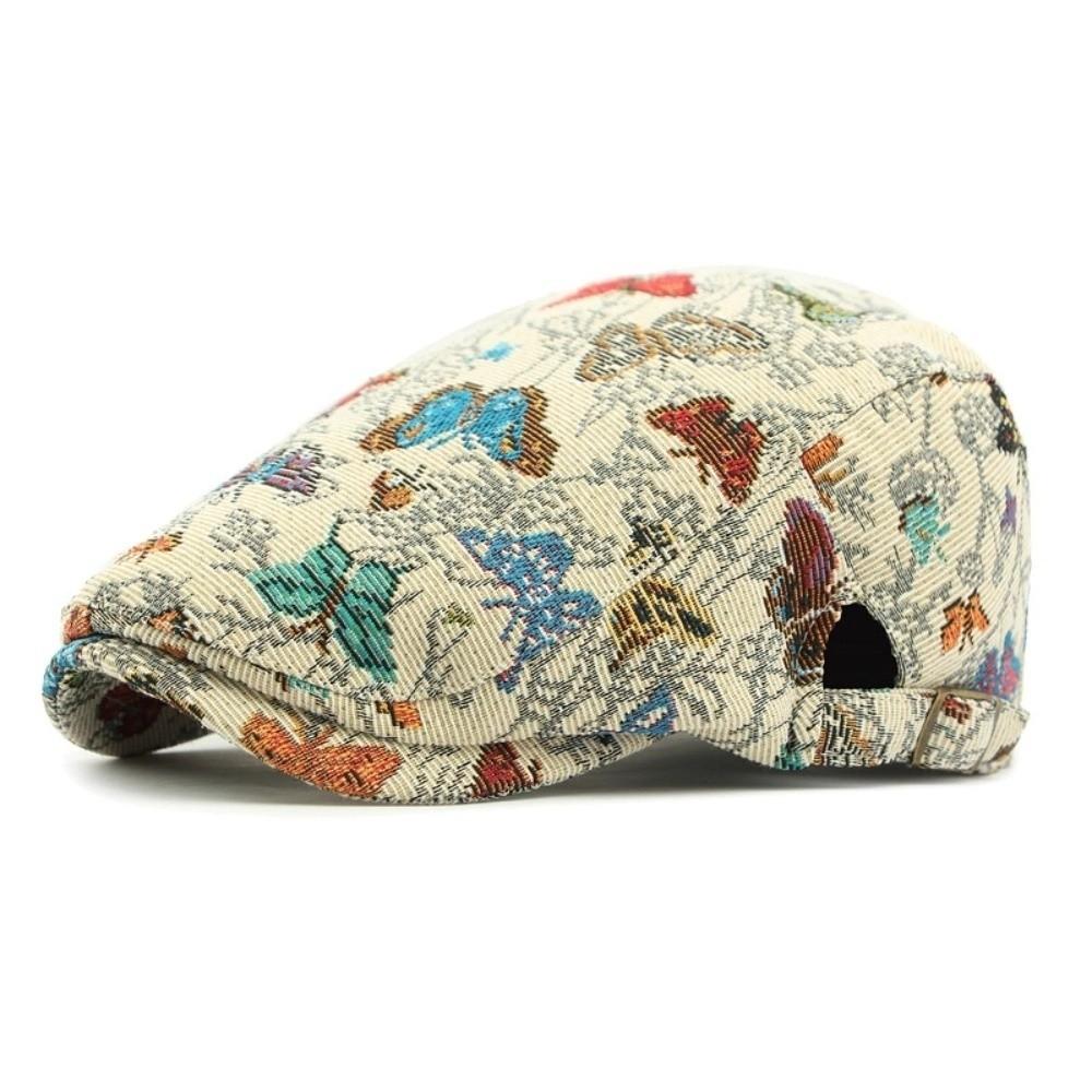 Reversible Design Retro Newsboy Cap Vintage Butterfly Embroidered Beret  Artistic Occasions