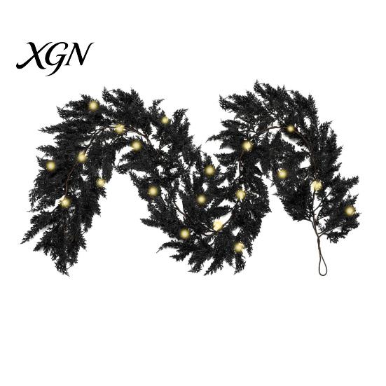 Dark Aesthetic Party Backdrop Props Halloween Lighted Creepy Vine Garland with LED Lights, Black Faux Twig for Mantle Decorative Vines Mantelpiece