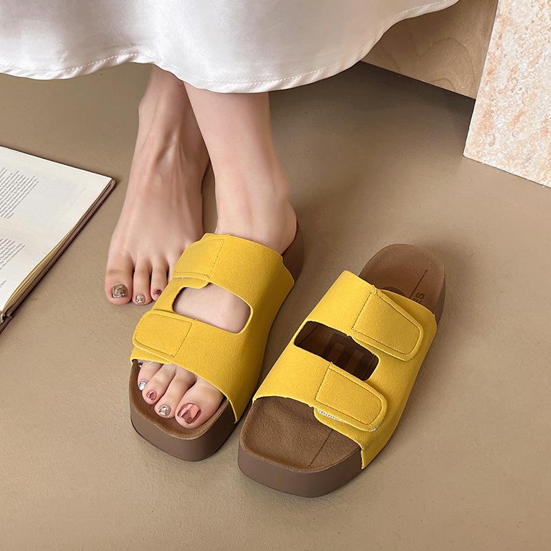 Cool slippers for women to wear summer new raw and clever toast, small leather thick-bottomed single height-increasing slippers