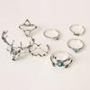 Vintage Gold And Silver Boho Gypsy Deer Head Triangle Turquoise Alloy Rings For Men And Women