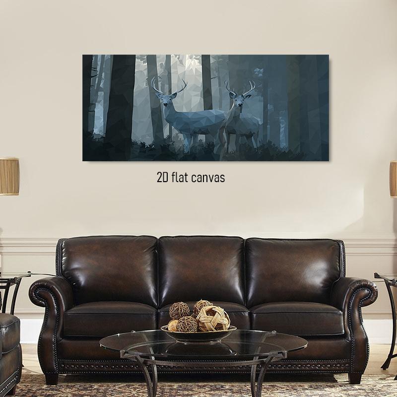

1pcs Modern minimalist geometric forest elk decoration painting Nordic style living room bedroom wall hanging painting Canvas fr (as the picture,50x100cm No Frame)
