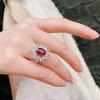  Bella Box New Vintage Gorgeous Flower Shape Red Opening Rings For Women Mother's Day  Zircon Fine Classic Jewelry Gift