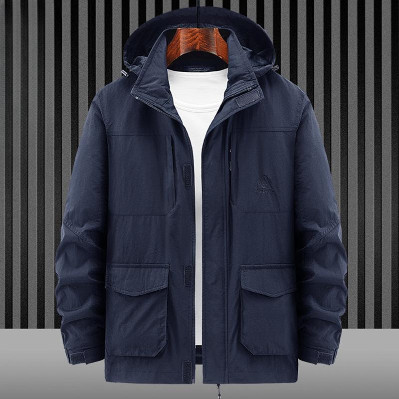 Kurtka męska na wiosnę i jesień, luźna, duża, męska, z kołnierzykiem typu stójka, jednokolorowa, codzienna kurtka