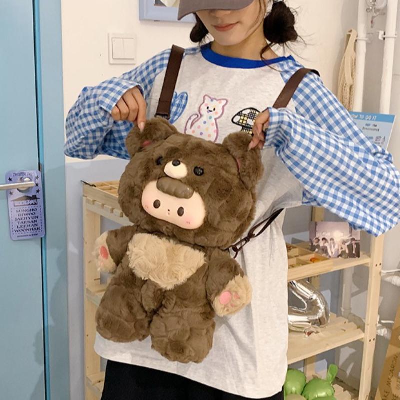 Ins Nové Roztomilé Medvídci Plyšové Batohy Měkká Zvířátka z Anime Crossbody Taška Kreslená Medvídek Panenka Módní Ležérní Taška pro Ženy