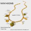Ocean vacation style ceramic conch seahorse shell DIY pendant necklace plated 18K gold stainless steel jewelry women