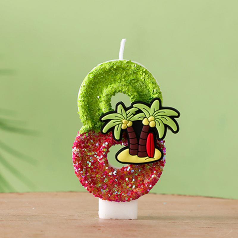Cute Coconut Tree Number Birthday Candle Cake Decoration