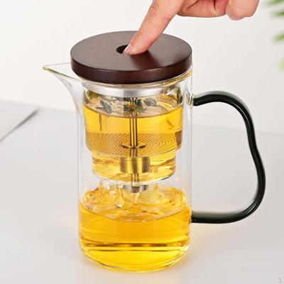 Teiera in vetro borosilicato, bollitore per il tè, infusore rimovibile per tè sfuso, 550 ml, trasparente,