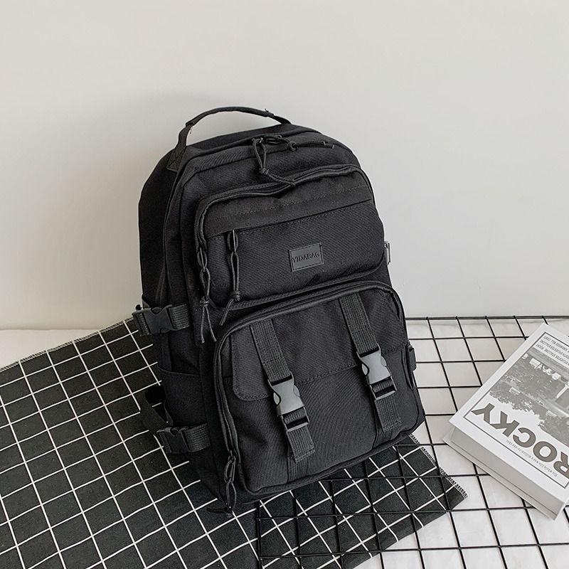 

Рюкзак большой вместимости в гонконгском стиле, женский, корейский, для старшеклассниц, Харадзюку, студенческий, унисекс чёрный
