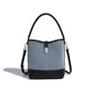 2024 Summer New Vintage Bucket Bag for Women, High-End Fashion Color-Block Handbag, Commuter Shoulder Crossbody Bag