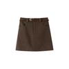 Plus Size Coffee Woolen Pencil Skirt for Women - High Waist, Slimming, A-line, Short Skirt for Spring & Autumn