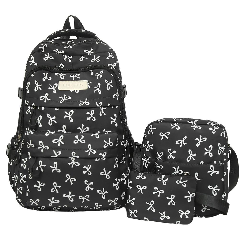 Zaino per la scuola Zaino per studenti Set da tre pezzi da donna Zaino con fiocco giapponese Versione coreana Zaino carino di grande capacità Borsa a tracolla singola
