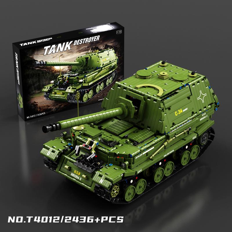 Non-Toxic 2436Pcs Green Tank Buildicng Blocks Toys Model Large-Sized Tank Assemble Bricks Toy Sets For Kid Ornament Gifts