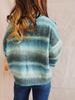 Autumn and winter loose gradient color striped imitation mink knitted round neck long sleeved pullover sweater for women 3557 KTB