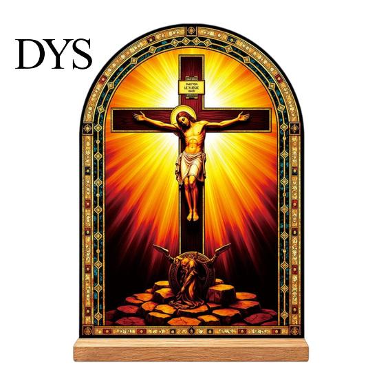 Exquisite Acrylic Table Centerpiece Catholic Statue Ornament, Tabletop Centerpiece, Freestanding Christian Unique Office Desk Accessories Religious