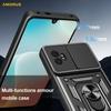 AMORUS For Samsung Galaxy XCover7 Pro Case Kickstand PC+TPU Phone Cover with Camera Lens Slider
