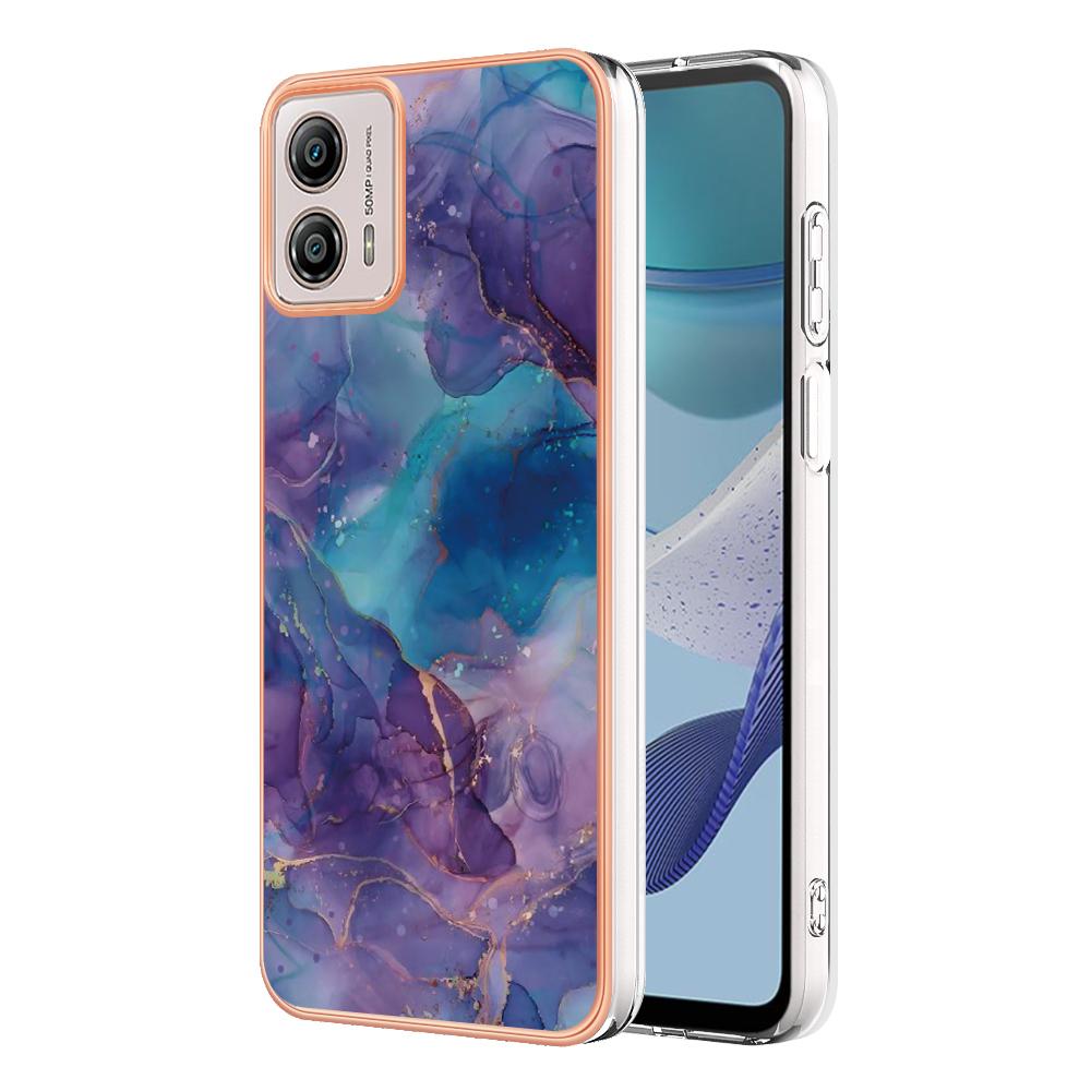 

YB IMD Series-16 Style E Phone Case For Motorola Moto G53 5G/G23 4G/G13 4G IMD Marble Pattern 2.0mm TPU Cover Purple